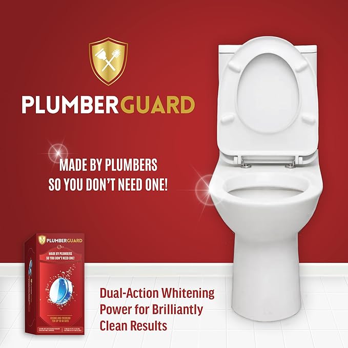 Toilet Tablets 4 Pack | Bleach & Chlorine Free, Dual-action Whitening with 1% Hydrogen Peroxide | Plumbers' Choice | Automatic Toilet Bowl Cleaner Tablets | Long-lasting Cleaning Supplies