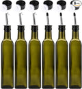 Kingrol 6 Pack 8 oz Glass Olive Oil Dispenser Bottles, Oil and Vinegar Cruets with Stainless Steel Pourer Spouts, Non-Drip Oil Bottles for Kitchen