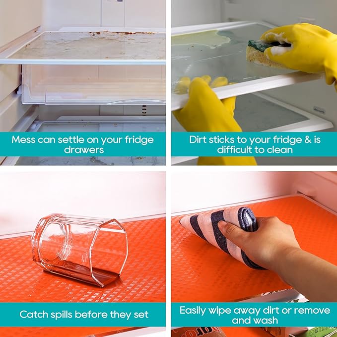 Red Fridge Liners Shelf Liner for Kitchen Cabinets Refrigerator Liners Waterproof & Oil-Proof Kitchen Cupboard Liner Non Adhesive Drawer Mats EVA Material for Shelves 11.8 x 393.7 Inches