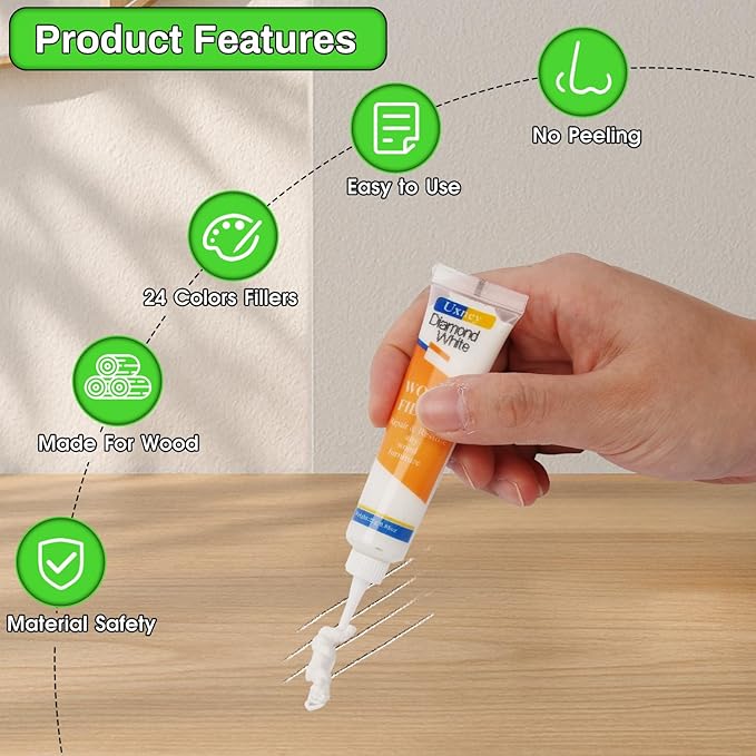 Wood Furniture Repair Kit,24 Colors Wood Fillers,Scratch Repair Covers & Removers for Repairing Scratches,Cracks,Dings and Holes in Cabinets, Cut Panels(Gray Series)