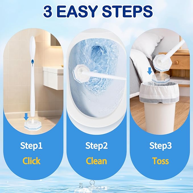 80 Count Disposable Toilet Wand Refills - Toilet Bowl Wand Refills with Cleaners, 5X Cleaning Power | No Falling Apart | Fresh Fragrance
