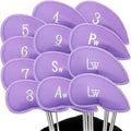 FINGER TEN Premium Synthetic Leather Stylish Iron & Wedge Golf Head Covers Value 12 Piece Set, Embroidered Labels & Fits Most Clubs Gift Set, Travel Protection Accessories