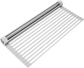 Surpahs Over Sink Foldable Multipurpose Roll-Up Dish Drying Rack, Silicone Wrapped Stainless Steel, Warm Gray, 20.5" x 15.5"