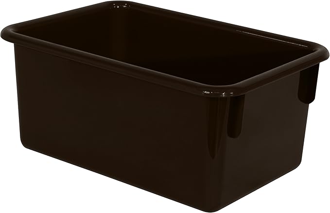 Wood Designs Cubby Storage Bin, Heavy Duty Plastic Containers for Kids Brown Cubby Tray Set of 20