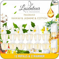 Plug in Air Fresheners Refills, Essential Oil Scented Refill with 2 Warmer, Jasmine, Hawaiian, Cotton, Long Lasting Home Fragrance for Bathroom, Compatible with Airwick, Compatible with Glade