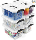 NUMIFUN Plastic Storage Bins With Lids 6 Pack Storage Organizer Bins, 7 Quart Stackable Storage Bins with Lids and Black Handle Buckle Easy for Home Office Organization, White Lids