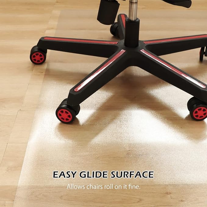 SALLOUS Office Chair Mat for Hard Floors, 63" x 51" Large Chair Mat for Hardwood Floors, Slip Resistant Floor Protector Desk Mat for Home, Waterproof Vinyl Floor Mat for Gaming Chairs (Clear)