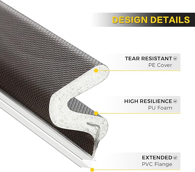Ravinte Weather Stripping Door Seal Strip Soundproof "Q" Foam Weather Stripping for Door Frame, Exterior Door Weather Stripping for Large Gap, Easy to Install（Brown, 19.8FT)