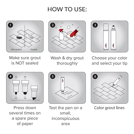 X-Protector Pen for Grout - 2 PCS, Black - Ideal Grout Paint Pens to Make Grout Black Again - Premium Grout Renew Pen with 2 Tips Types - Make Your Grouts Perfect Again!