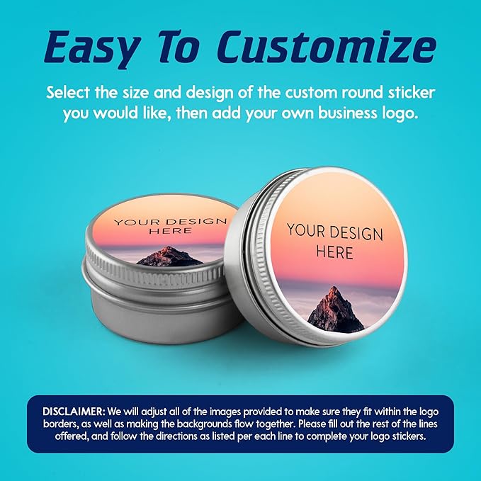 100 Custom Vinyl Stickers - Upload Your own Image, Text, Design, Logo - Personalized Logo Labels for Handmade, Packaging, Bottle, Jars, Candle, Brand Stickers (Mountain, 1x1)