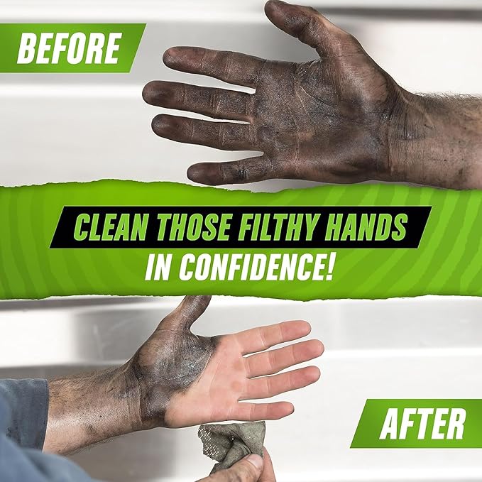 Grip Clean Heavy Duty Hand & Tool Cleaning Wipes – Waterless Hand Cleaner for Mechanics, Garage & Shop Use – Dual-Sided Grease, Oil & Paint Remover Wipes with Citrus Scent - 30ct