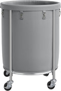 ELYKEN Laundry Basket with Wheels, 45 Gallons Rolling Laundry Hamper with Removable Bag and Steel Frame, Round Laundry Cart with 4 Casters, Ideal for Bedroom, Bathroom, Laundry Room, Gray