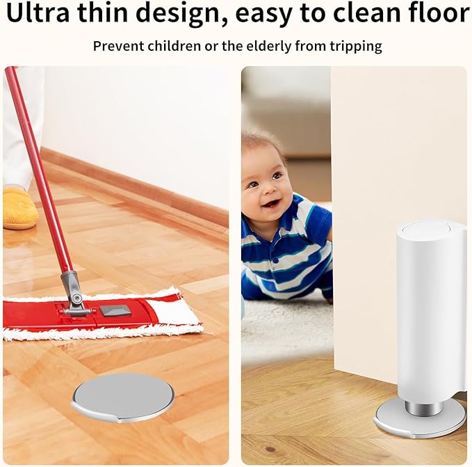 Magnetic Door Stoppers WYGWP Stainless Steel No Drilling Wedge Stops Heavy Duty Catch Holder to Keep Doors Open (White Door Stop)