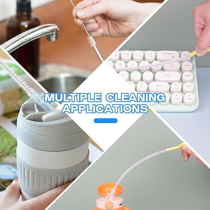 8-Piece Straw Cleaner Brush Set for Cleaning Straws - (4-Size) Extra Long Nylon Pipe Cleaners, Reusable Straw Cleaning Brush for Stanley Tumbler, Sippy Cup, Baby Bottle and Tubes (Type B)