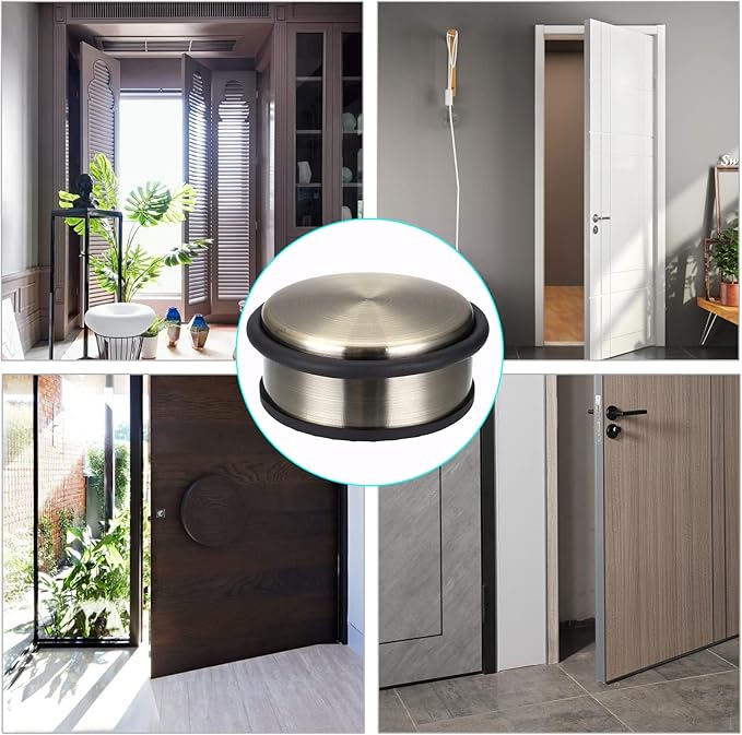 Sumnacon Heavy Duty Floor Door Stopper No Drill, Durability Stainless Steel Door Stops with Anti-Skid Rubber - Contemporary Decorative Safety Doorstop for Home Office Commercial Industrial, Bronze