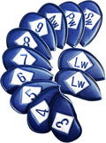 FINGER TEN Premium Synthetic Leather Stylish Iron & Wedge Golf Head Covers Value 12 Piece Set, Embroidered Labels & Fits Most Clubs Gift Set, Travel Protection Accessories
