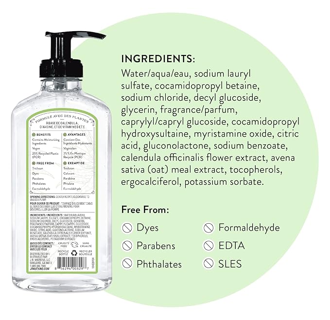J.R. Watkins Gel Hand Soap, Scented Liquid Hand Wash for Bathroom or?Kitchen, USA Made and Cruelty Free, 11 fl oz, Aloe & Green Tea, 6 Pack
