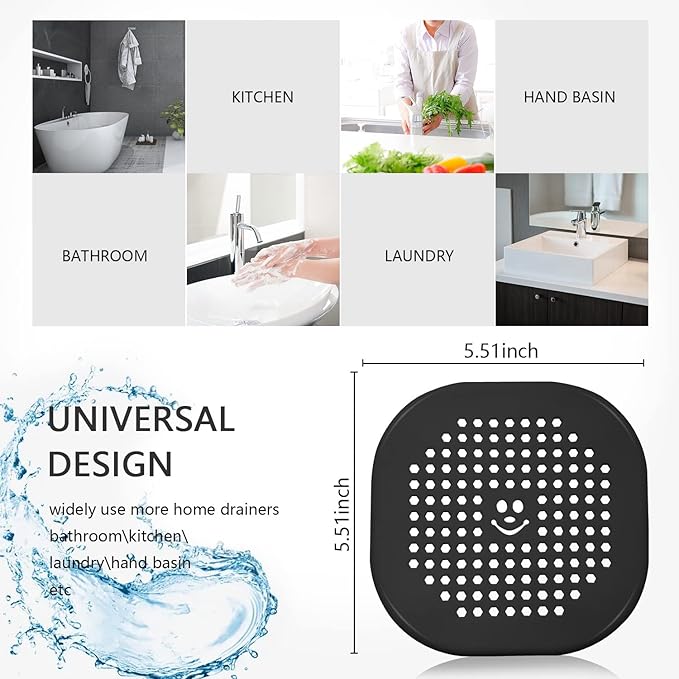 2 Pack Drain Hair Catcher Sturdy Silicone Drain Protector Hair Stopper with Suction Cup for Shower Kitchen Bathroom Green
