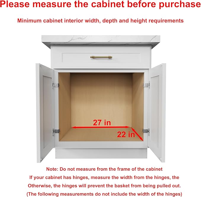 Pull Out Cabinet Organizer,Heavy-Duty Slide Out Shelf, Wood and Wire Basket, Pull Out Drawer for for Kitchen Under Sink Space, Pantry, Bathroom, 2 Tie 26 * 21 in