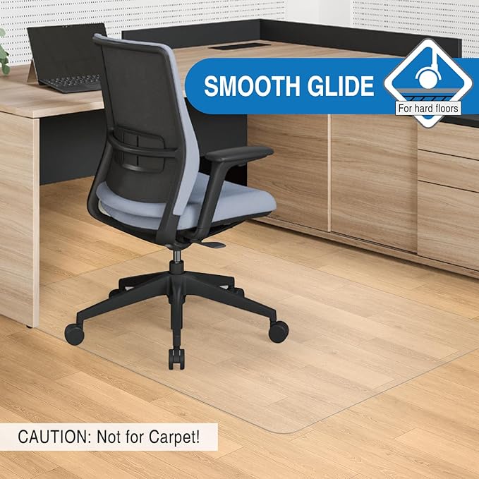 Clear Chair Mat, 60" x 50" Office Chair Mat for Hard Floors, Floor Protector Desk Mat for Gaming Chair, Vinyl Floor Mat for Home Office Kichen Living Room, Clear