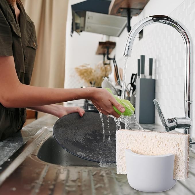 Geelin 2 Pack Diatomite Stone Sponge Holder for Kitchen Sink Absorbent Sponge Drying Rack Dish Organizer Kitchen Accessories Sink Tray(Grey)