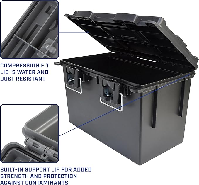 Sheffield 12764 XL Storage Bins With Lids, 4-Pack Stackable Storage Bins, Made in USA, Lockable and Water-Resistant Containers with Lids, Plastic Containers for Home, Classroom, and Dorm