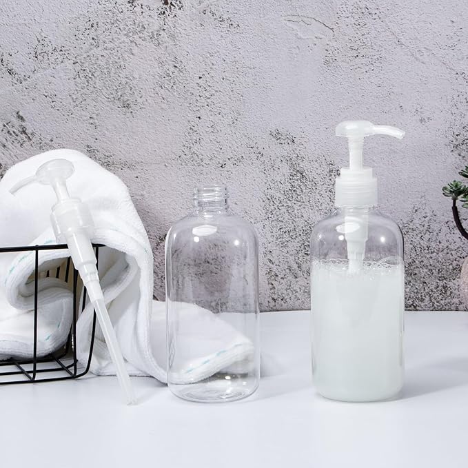 Yebeauty Soap Dispenser, 3 Pack 10oz/300ml Empty Refillable Pump Bottle Modern Liquid Plastic Shampoo and Conditioner Bottles Large Body Wash Dispenser for Shower, Clear