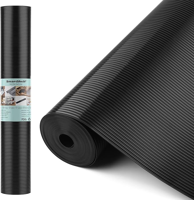 Shelf Liners for Kitchen Cabinets Non Adhesive Drawer Liner EVA Material Cupboard Mat Refrigerator Mats Washable Fridge Liner for Cabinet, Storage and Desks 17.3 x 385.8 Inches