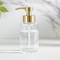 Enra Foam Soap Dispenser,12oz Thick Glass Bathroom Soap Dispenser with Stainless Steel Gold Pump for Bathroom Kitchen(Clear/Gold Poam Type)
