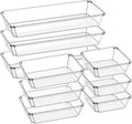 9 Pack Large Clear Plastic Drawer Organizer Trays, Desk Drawer Organizers and Storage Dividers, Non-Slip Storage Bins for Jewelry, Snacks, Office, Bathroom, Bedroom and Kitchen