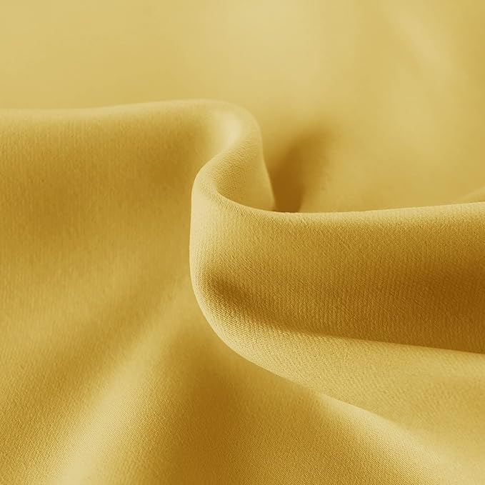 DWCN French Door Curtains – Rod Pocket Thermal Blackout Curtain for Doors with Glass Window, Kitchen and Patio Doors for Privacy, 25 X 72 Inches Long, 1 Curtain Panel with Tieback, Yellow