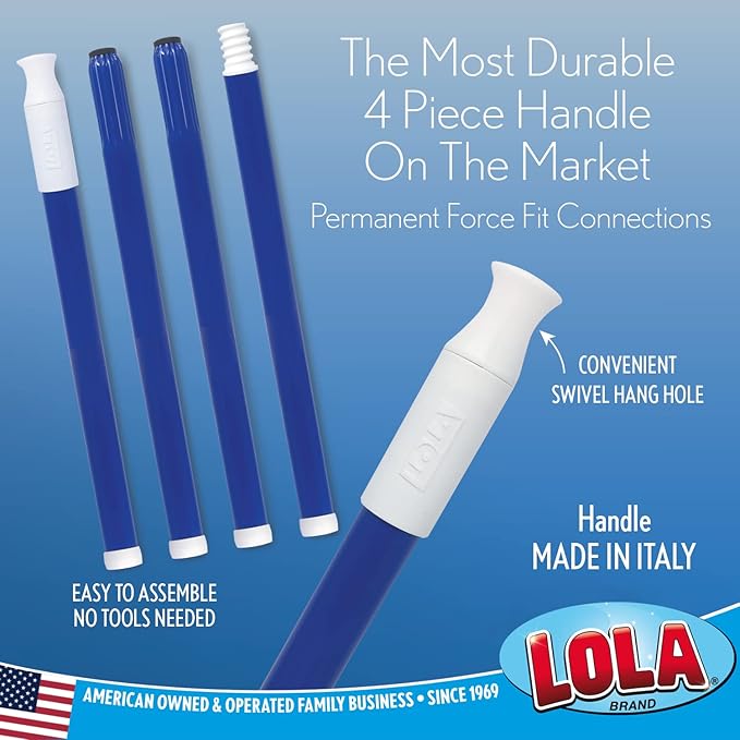 Angle Broom, Indoor, 13" W, Large Style - Made w/Recycled Soda Bottle Bristles & Aluminum, has Swivel Hang Cap for Storage, by LOLA, 1 Pack