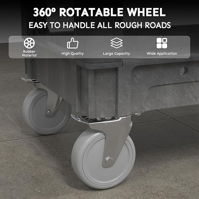 Utility Cart on Wheels, 1000 lbs Capacity Rolling Service Cart, 40 x 17 Inch Work Carts, 2 Shelf Heavy Duty Plastic Tool Cart, Lipped Shelves, for Warehouse, Garage, Cleaning, Gray