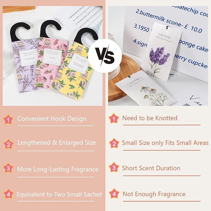 ROSE COTTAGE Large 12 Packs Cedar Wood Hanging Closet Deodorizer Air Freshener Long Lasting Scented Sachets Smell Goods for House