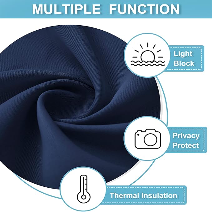 RYB HOME Bedroom Curtains Blackout Curtain Shades Blind for Living Room Home Office Family Room Cafe, 42 x 54 inch per Panel, Navy Blue, Set of 2