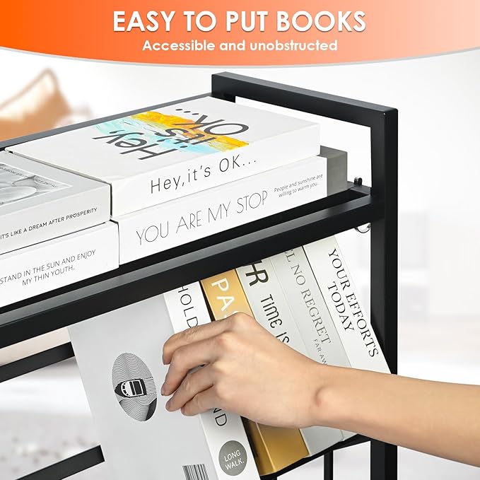 Book Carts 3 Tier 35.4x32x9.84 in Rolling Book Cart Large Capacity Bookshelf Storage Rack Mobile Book Storage with Wheels Cart for Home Office Living Room Classroom (3 Tier)