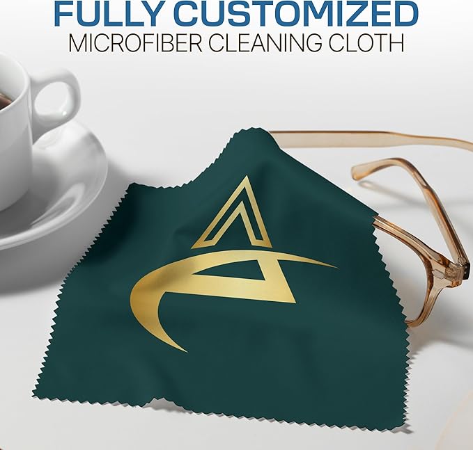Ships Next Day, Made in USA - Customizable Microfiber Cleaning Cloth - Perfect Eyeglass Cleaner Promotional Gift - Premium Microfiber Lens Wipes - Logo or Image Printed (50 Pack) Double Sided