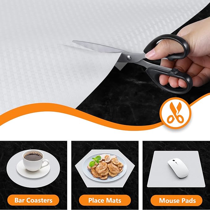 Shelf Liners for Kitchen Cabinets Refrigerator Liners Waterproof & Oil-Proof Kitchen Cupboard Liner Non-Slip Drawer Mats Non Adhesive Fridge Liner for Shelves-White 11.8 x 118 Inches
