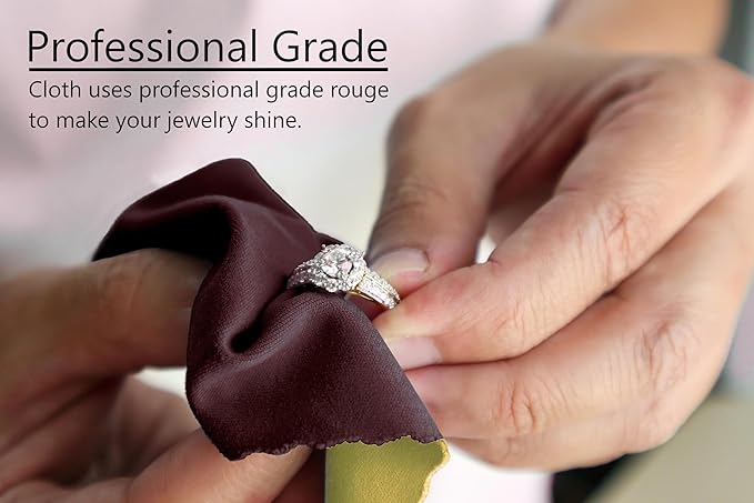 Cadie Silver Polishing Rouge Cloth - 100% Treated Reusable Cotton Cleaning Cloth For Gold Jewelries Platinum and Silverware - Restore Shines & Remove Tarnish for Jewelry | 10 x 12 Inches - 1 Pack