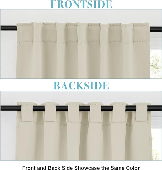 RYB HOME Blackout Curtains & Drapes - Light Block Thermal Insulated Privacy Window Covering for Bedroom Living Room Office, W 42 x L 54 inch, Beige, 2 Panels