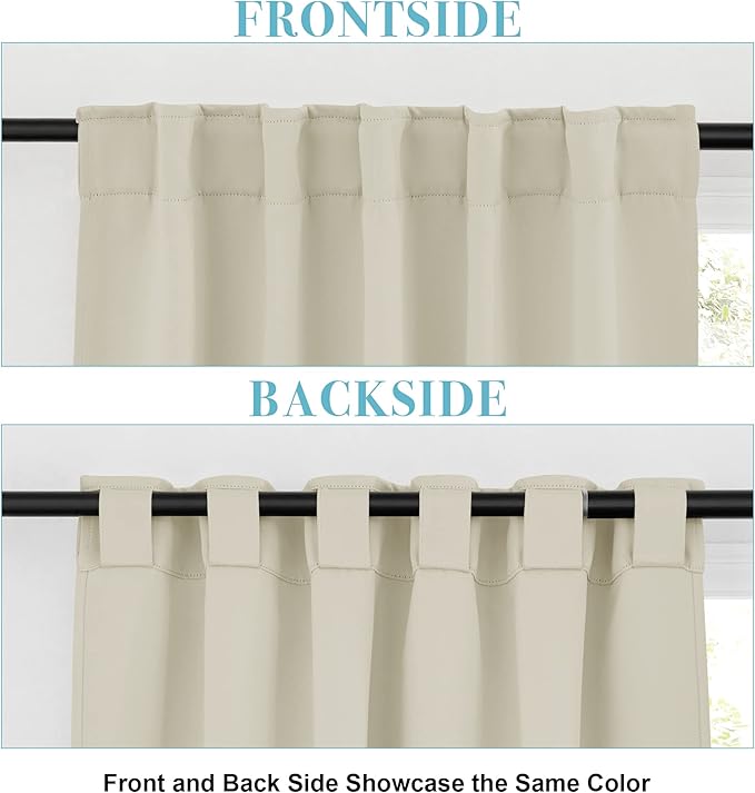 RYB HOME Curtains for Living Room - Blackout Curtains Sunlight Block Privacy for Dining Bedroom Bay Window Shades, W 42 x L 72, Beige, 1 Pair
