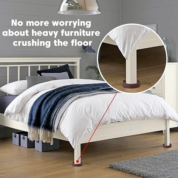 Rubber Furniture Pads Non Slips Furniture Casters Cup Chair Leg Floor Protectors for Bed Sofa Table and Chair Stopper (Pack of 8,Brown 1.5" x 1.5" Round)