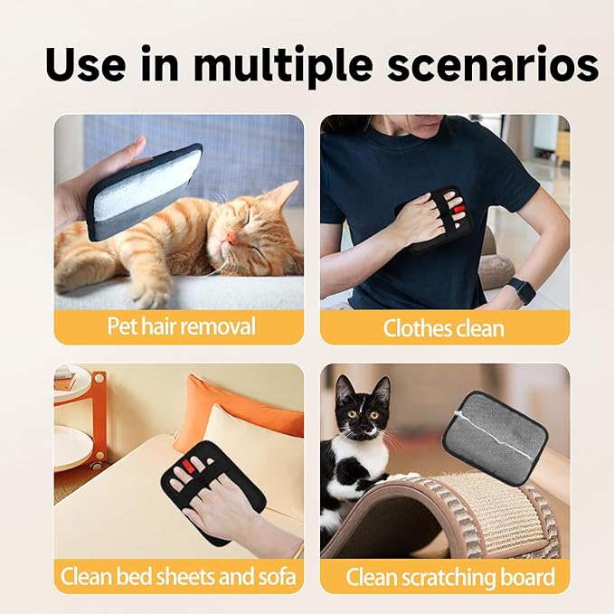 Pet Hair Remover and Electrostatic Cats & Dogs Hair Remover,Portable, Reusable pet Hair Remover Tool for Furniture, Clothing, Couch, Carpet and Bedding (2 PCS)