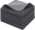 KinHwa Kitchen Washcloths for Dishes Absorbent Microfiber Dish Cloths Quick Dry Dish Rags with Poly Scour Scrub Side Ideal for Kitchen Cleaning (Grag-B, 12inchx12inch 6 Pack)