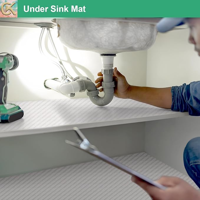 Self-Adhesive Shelf Liner Kitchen Liner, Waterproof Backed Paper Easy Peel and Stick Contact Liner Without Residue for Decor Your Desk Surface, Kitchen Countertops (White, 11.8 x 118.1 inches)