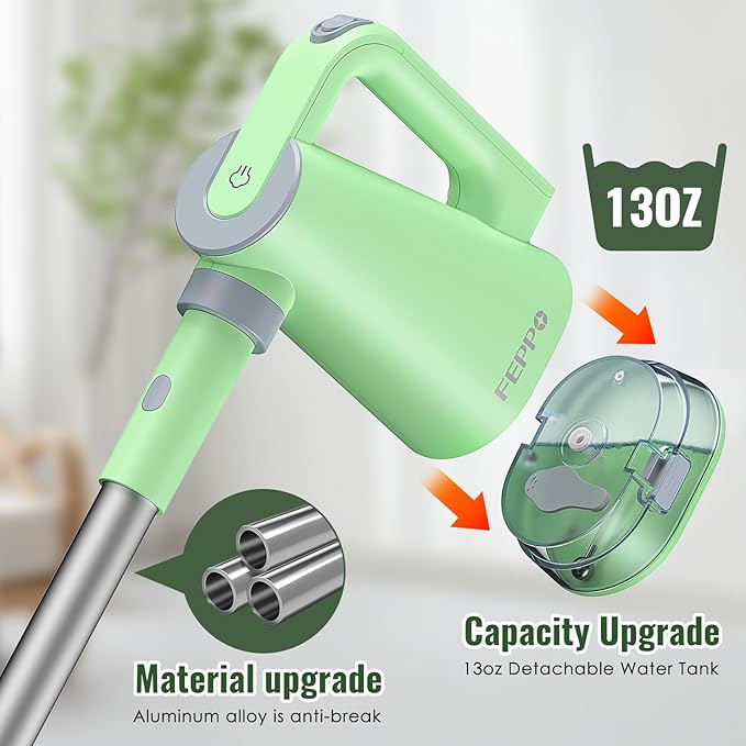 FEPPO Steam Mop with Detachable Handheld Steam Cleaner for Home and Floor Cleaning, 10-in-1 Multi-purpose Attachments & 2 Pads, Powerful Steamer for Floors, Hardwood, Tiles,Grout,Windows,Kitchen,Bath
