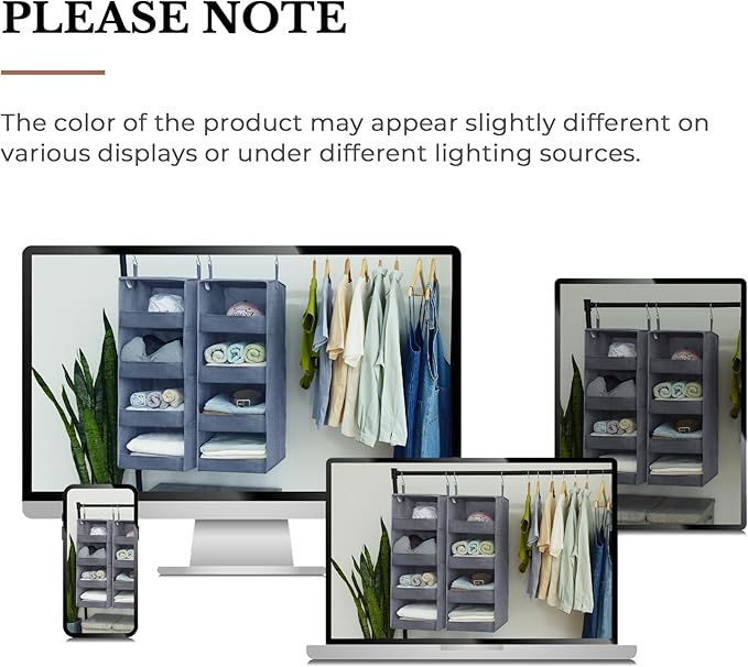 GRANNY SAYS 4-Shelf Hanging Organizer, Closet Hanging Shelves, Closet Hanging Storage Organizers, Organization for Bedroom, Living Room, Baby Nursery, Camper Accessories, Gray, 2-Pack
