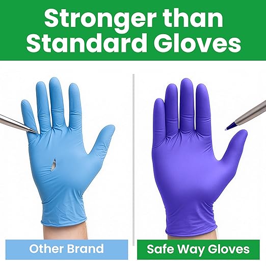 SafeWay Nitrile Disposable Gloves — Multi-Purpose Powder-Free, Non-Latex, Medical Use, and Textured Fingertips for Food Prep, Cleaning, Tattoo, Nursing, Lab, Examination, & More — (6000 pcs, X-Large)