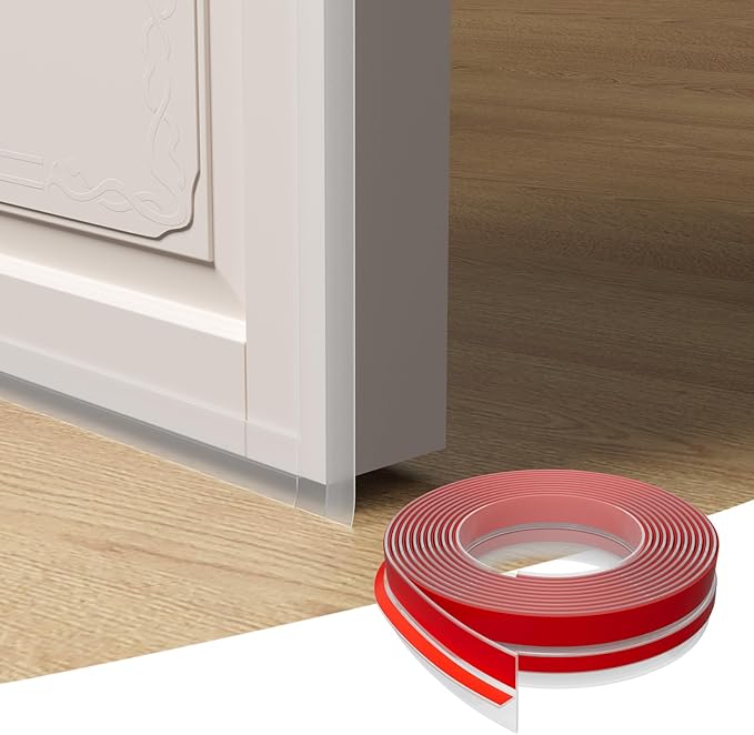 T-Shaped Door Draft Stopper, 1.97 in x 20 Ft Silicone Seal Strip for Windows Gaps, Weather Stripping Seal Strip Shower Sweep, Clear