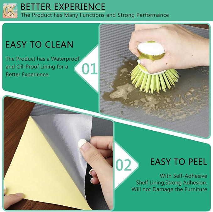Self-Adhesive Shelf Liner Kitchen Liner, Waterproof Backed Paper Easy Peel and Stick Contact Liner Without Residue for Decor Your Desk Surface, Kitchen Countertops (Silver, 23.6 x 118.1 inches)